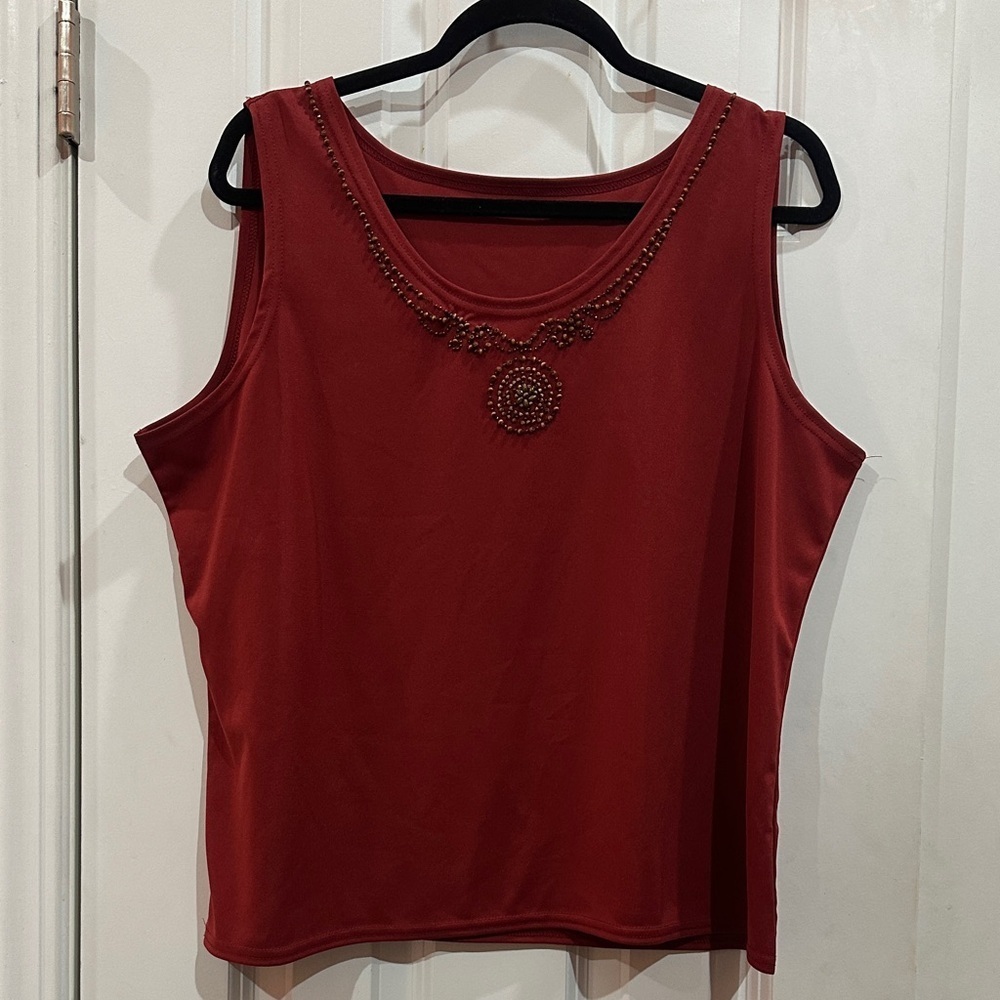 NWOT Elegant Red Sleeveless Top size XL
